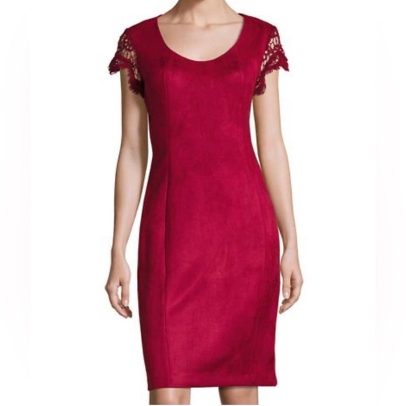 Nanette Lepore | Red Suede Like Dress Sz 10 - Picture 1 of 10